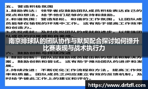南京排球队的团队协作与默契配合探讨如何提升比赛表现与战术执行力