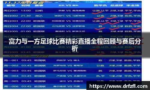 富力与一方足球比赛精彩直播全程回顾与赛后分析